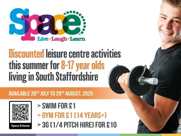 Discounted gym, swim and 3G pitch access for 8-17 year olds.